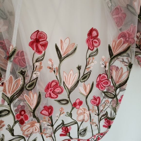 Sheer Floral Embroidered Mesh Kimono White (22/24W) - Picture 5 of 6